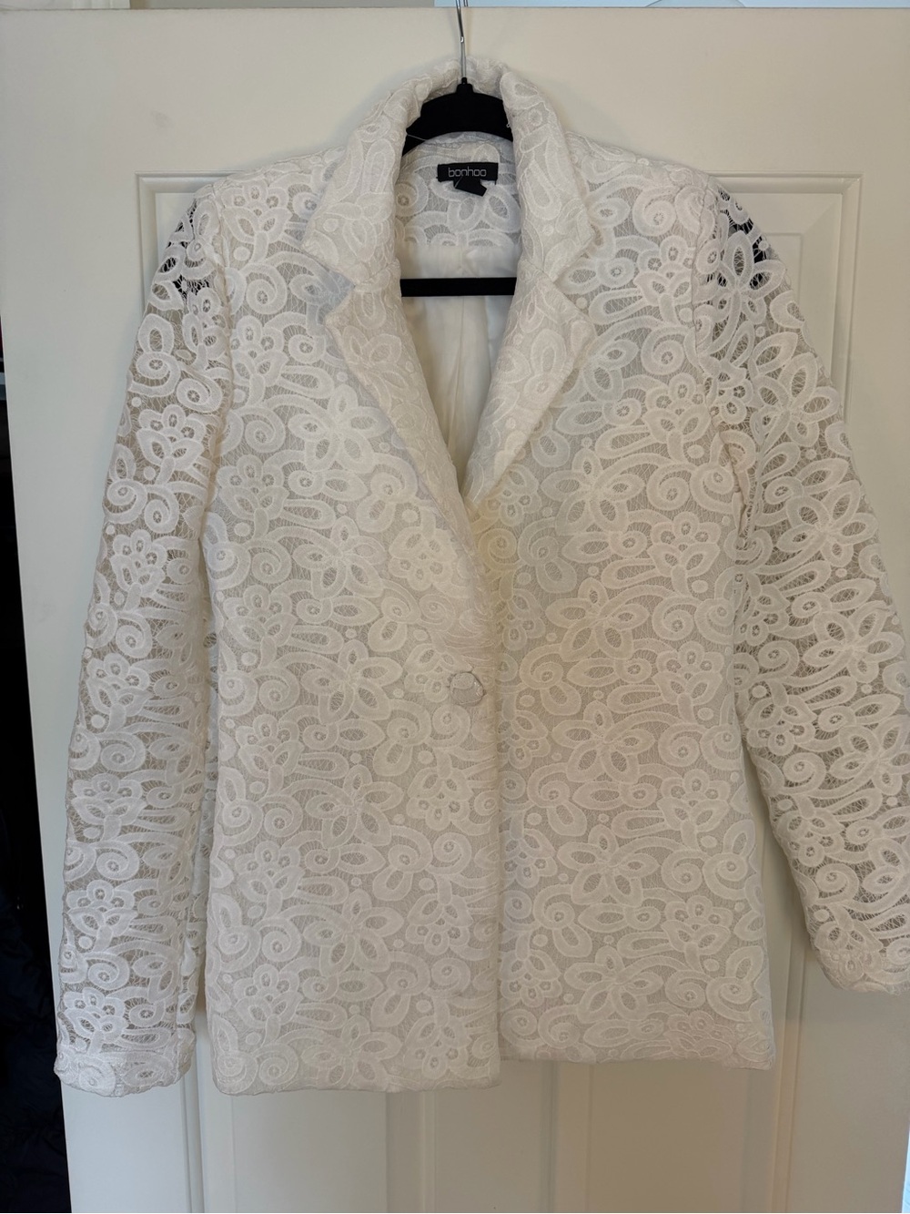 Boohoo Ivory Floral Lace Blazer Jacket